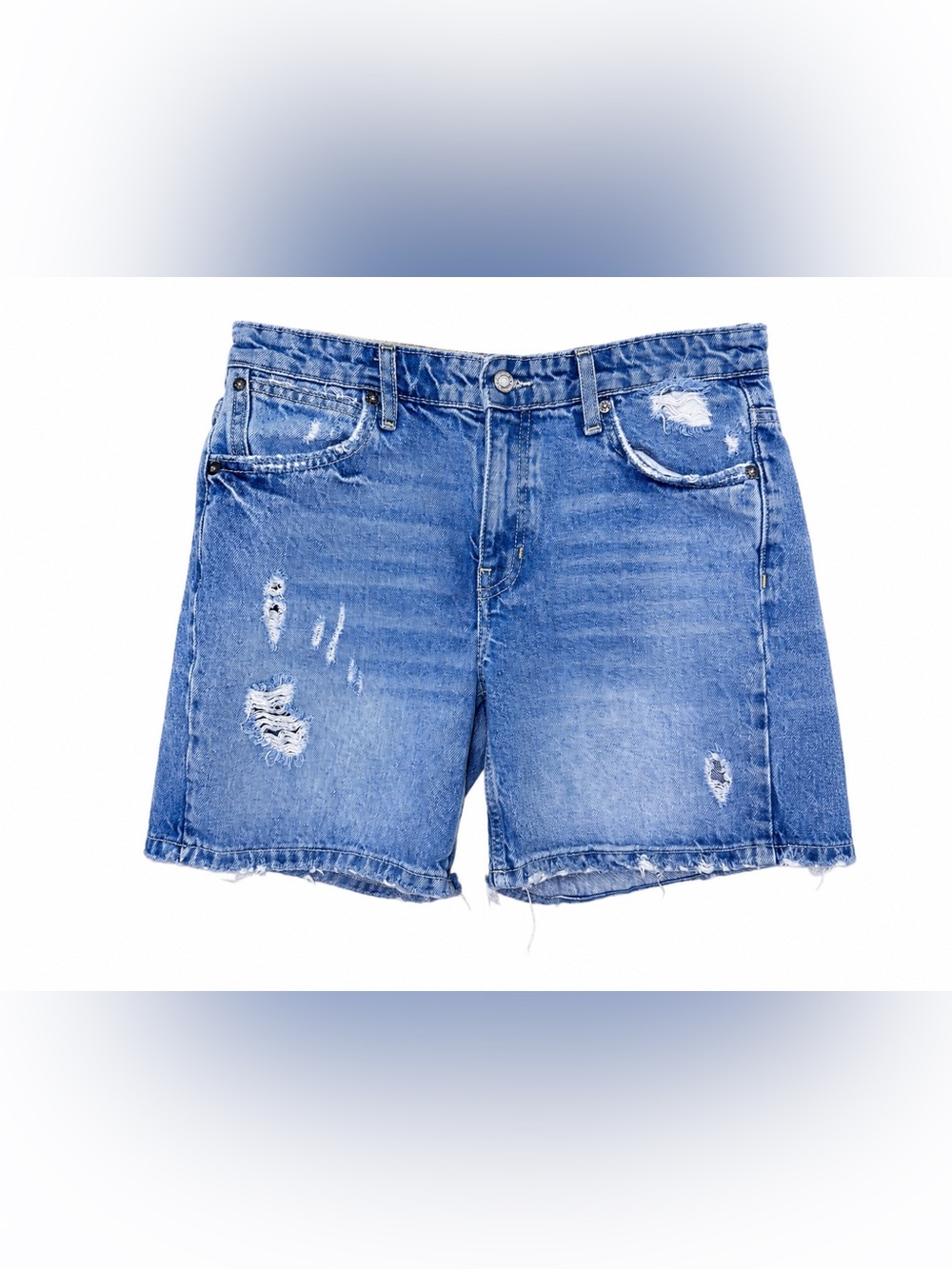 Free People We The Free Distressed Denim Bermuda Shorts Cut Off Jorts Grunge 26⁠